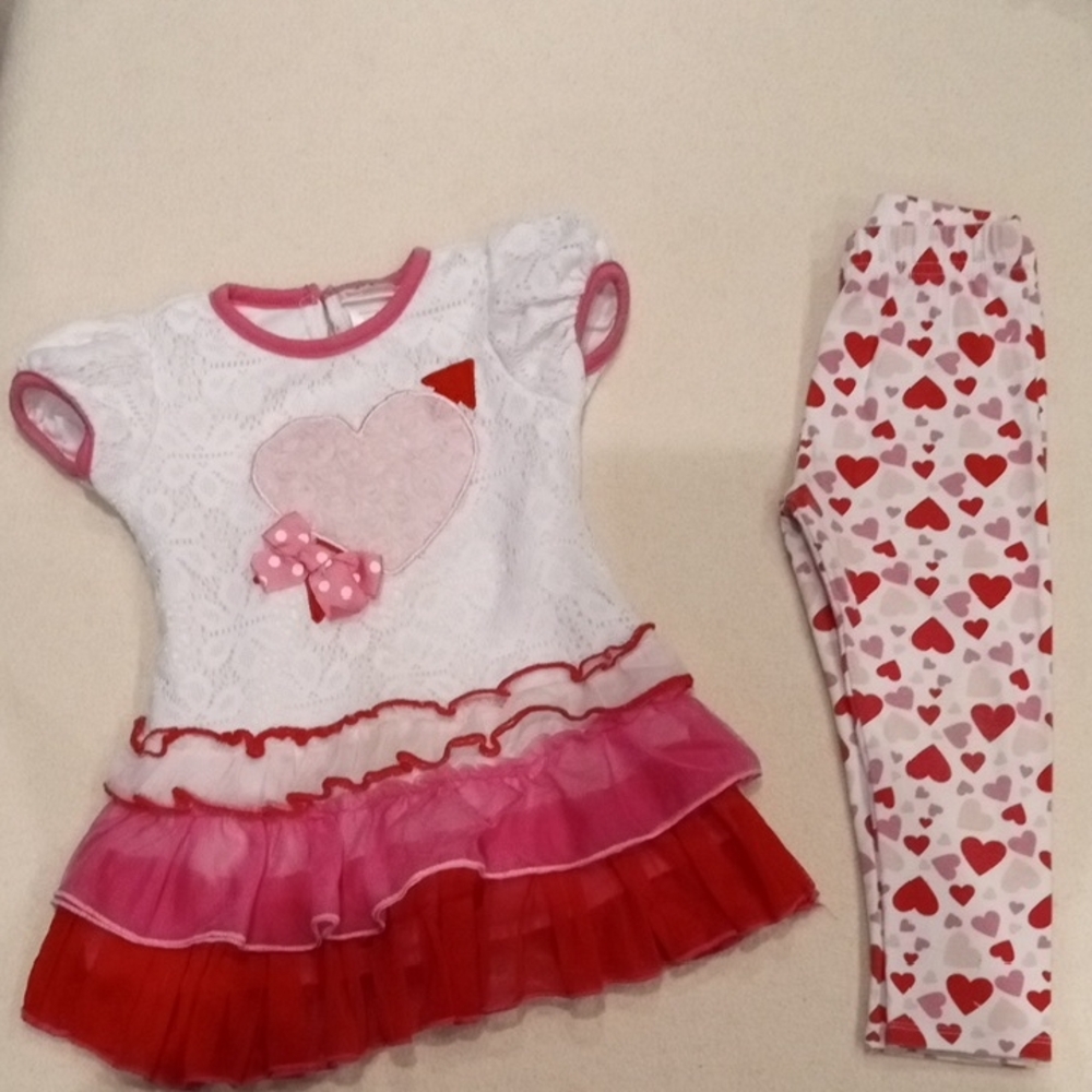 Youngland White and Pink Heart Matching Set